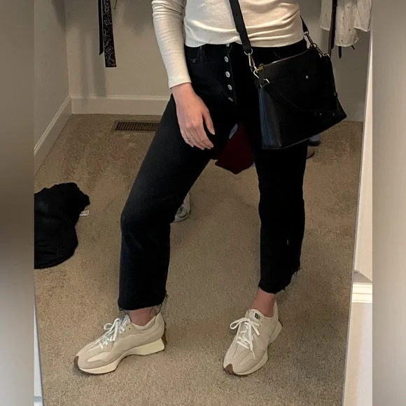 Abercrombie and Fitch Black Kick Flare Ultra High Rise Button Front Jeans - Picture 2 of 5